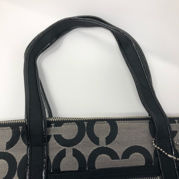 [Coach] Signature Black Logo Zipper Tote Bag - Picture 4 of 12